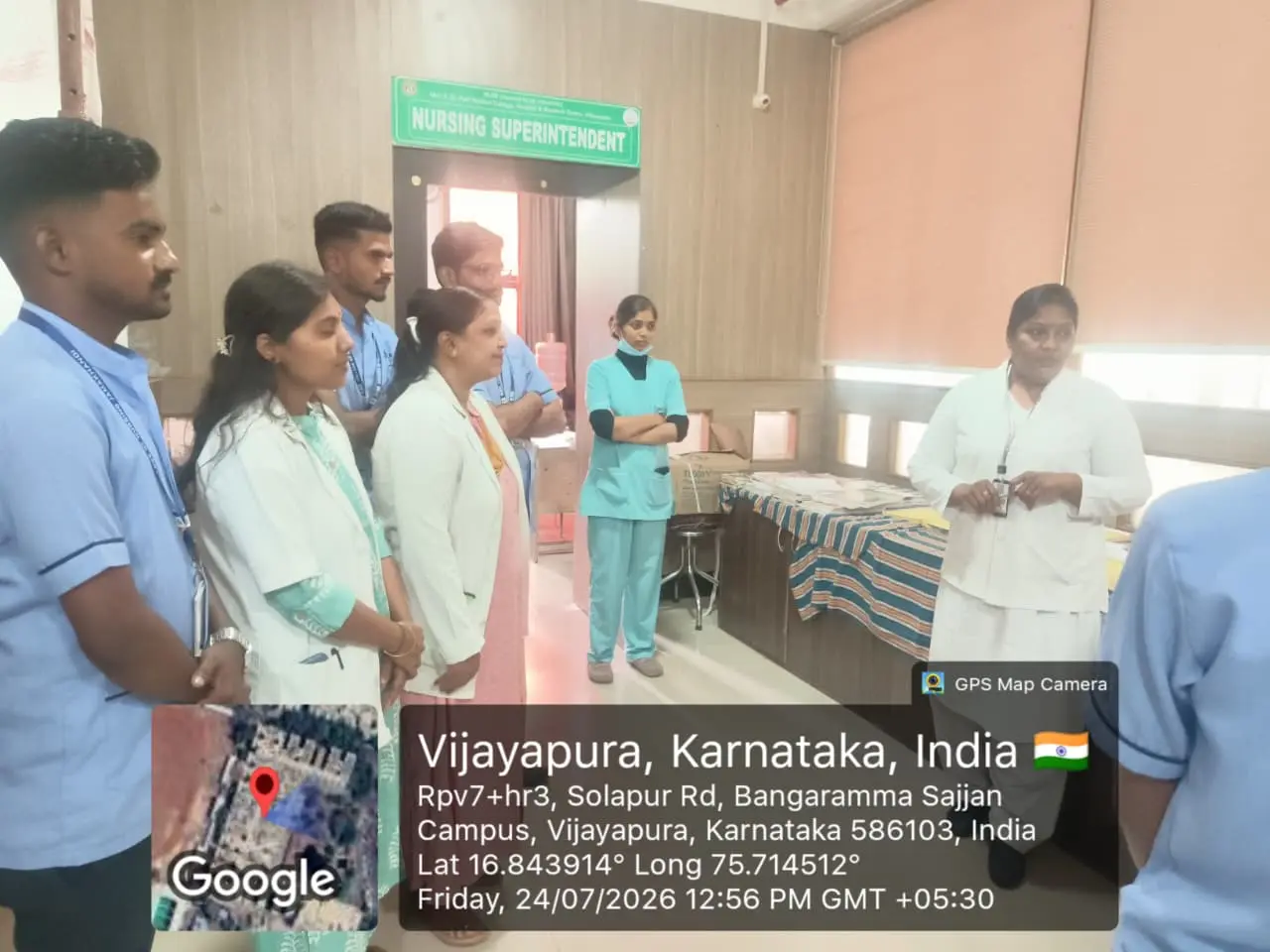 Seventh Semester B Sc Nursing students observing biomedical waste treatment and disposal unit at Shri B M Patil Medical College Vijayapura