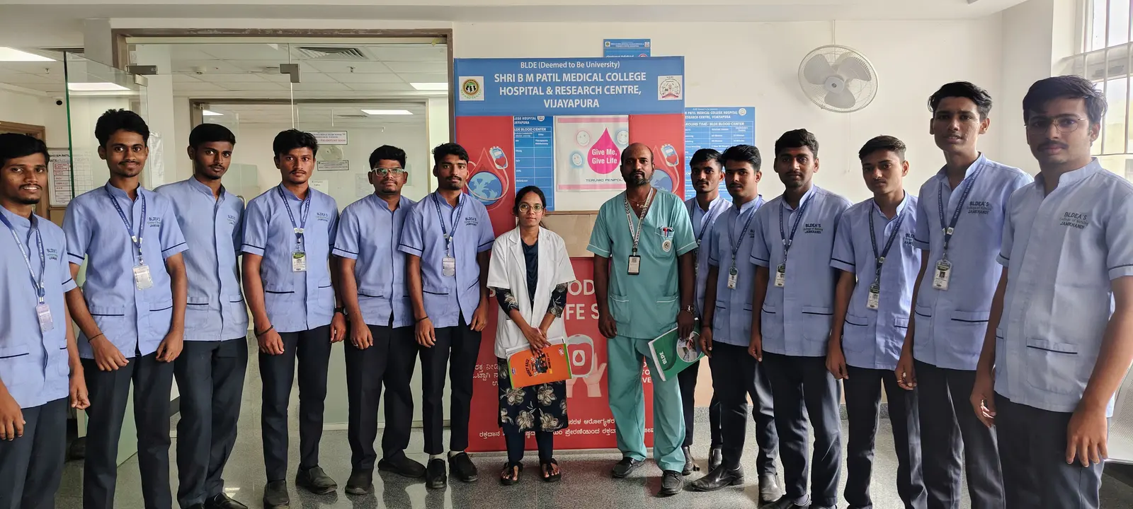 Group photograph of Third Semester B Sc Nursing students and faculty after educational visit to Pathology Laboratory BLDE Vijayapura July 2026