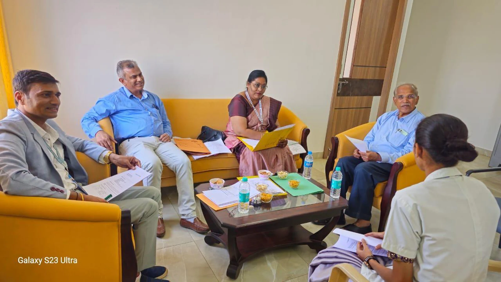 Interview panel including Dr Ravikumar Biradar Professor of Orthopaedics and Mrs Jeyanthi Rajendran Nursing Superintendent from Shri BM Patil Medical College Vijayapura conducting personal interview of BSc Nursing candidate at BLDEA College of Nursing Jamkhandi December 24 2025