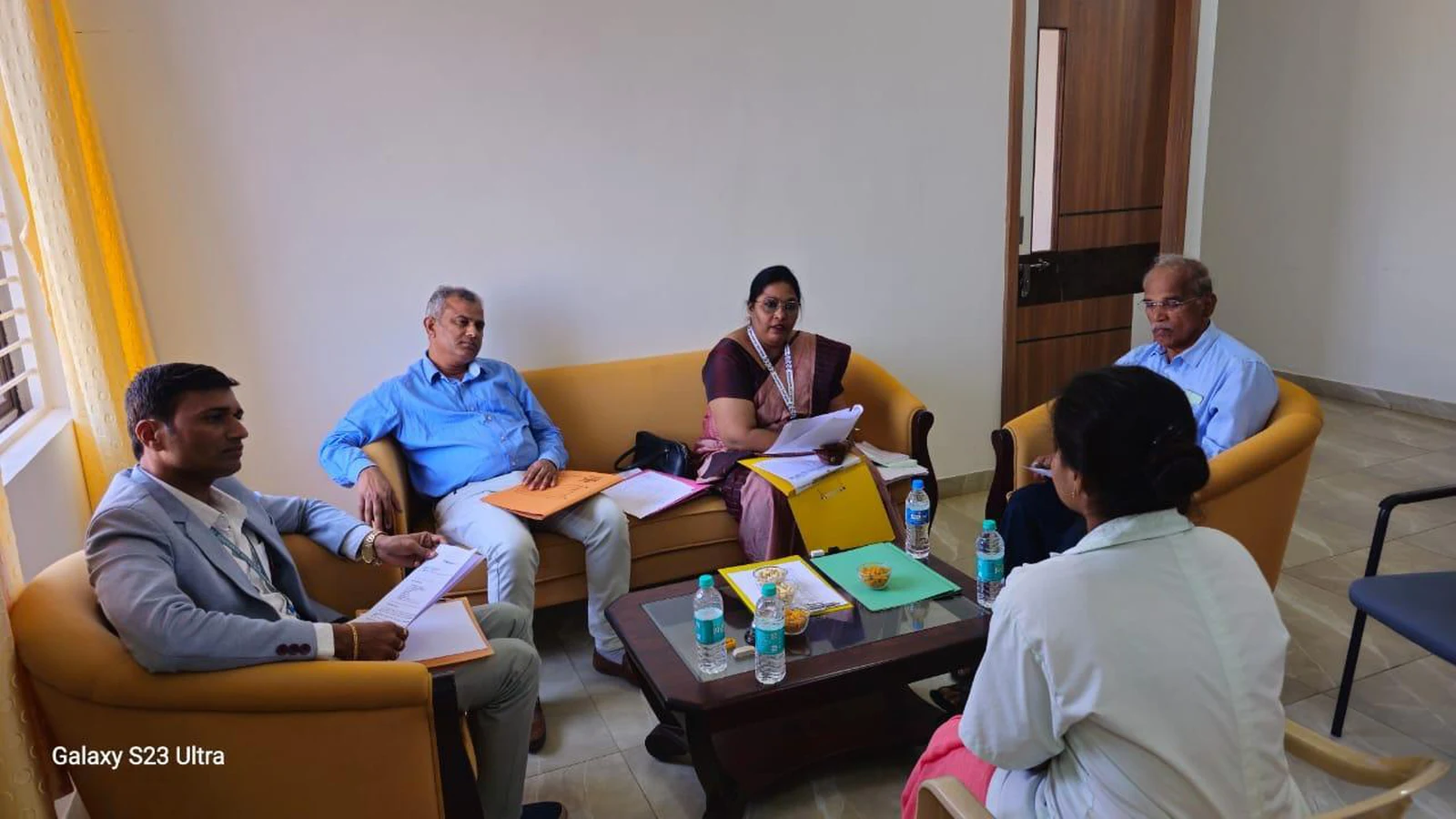 Final year BSc Nursing student appearing for personal interview before Dr Ravikumar Biradar and Mrs Jeyanthi Rajendran panel from Shri BM Patil Medical College Vijayapura at BLDEA College of Nursing Jamkhandi Campus Placement Drive 2025 December 24 2025