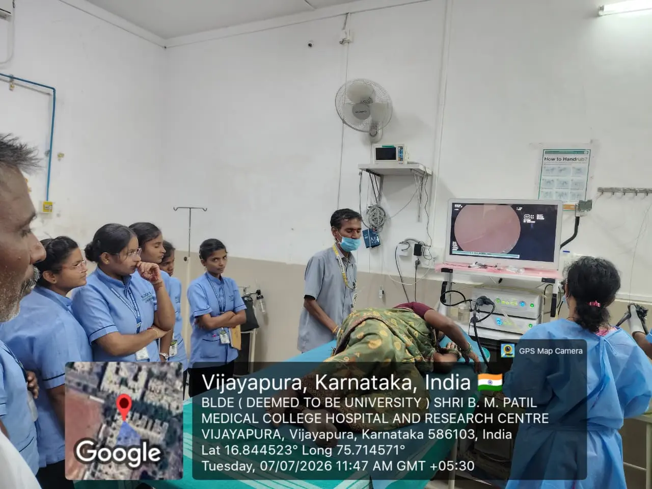 Third Semester B Sc Nursing students observing endoscopy unit infrastructure and infection prevention practices Shri B M Patil Medical College Vijayapura