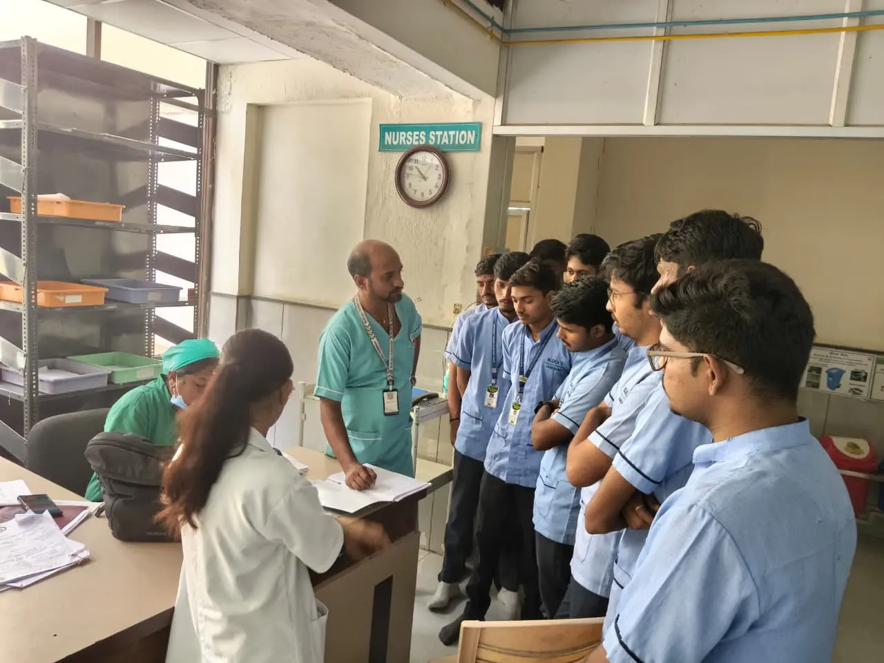 Group of Third Semester B Sc Nursing students with faculty outside Operation Theatre after clinical exposure visit Vijayapura