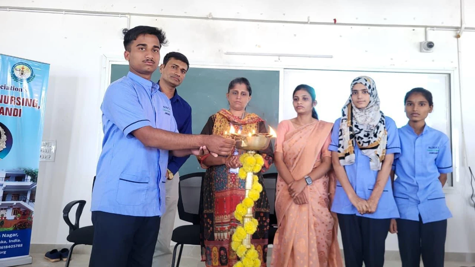 Lamp lighting ceremony inaugurating Seminar on Fundamental Principles of Prescribing at BLDEA College of Nursing Jamkhandi
