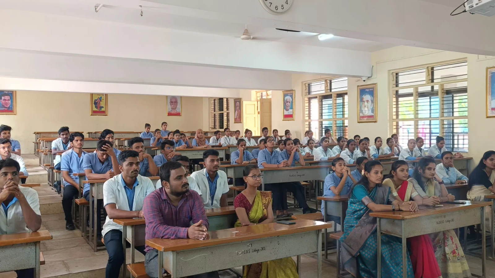 BSc Nursing students and faculty of BLDEAS College of Nursing Jamkhandi seated in classroom during guest lecture on Building Resilience Strategies for Suicide Prevention and Stress Management by Mr Prashant Bevoor Psychiatric Registered Nursing Officer DIMHANS Dharwad at BLDEAS College of Nursing Jamkhandi September 21 2024