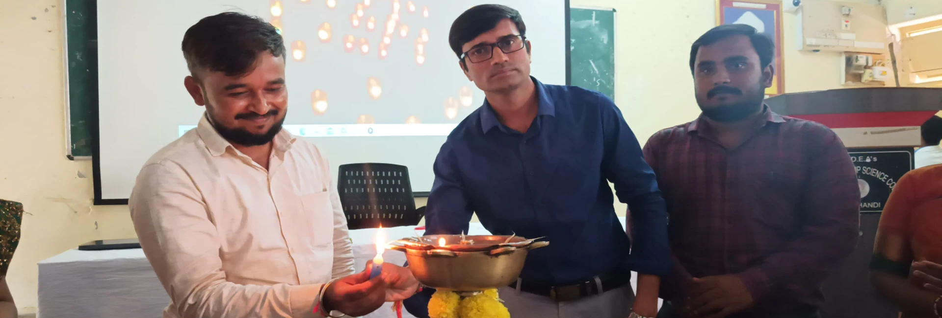 Mr Prashant Bevoor Psychiatric Registered Nursing Officer DIMHANS Dharwad and faculty of BLDEAS College of Nursing Jamkhandi lighting the inauguration lamp at guest lecture on Building Resilience Strategies for Suicide Prevention and Stress Management held at Seminar Hall BLDEAS College of Nursing Jamkhandi on September 21 2024