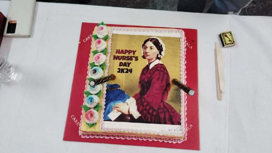Nurses Day 2024 cake with Florence Nightingale portrait – BLDEA College of Nursing Jamkhandi