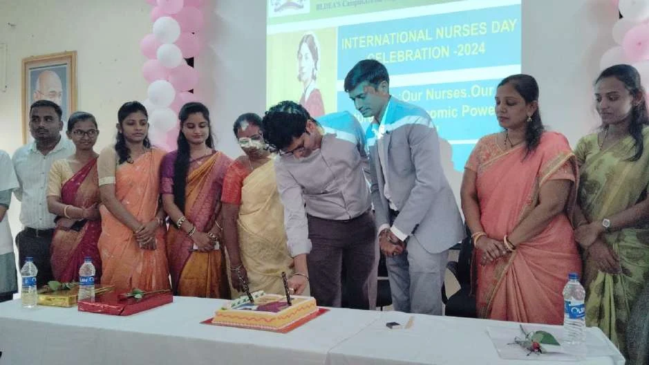 Cake cutting ceremony – International Nurses Day 2024, BLDEA College of Nursing Jamkhandi