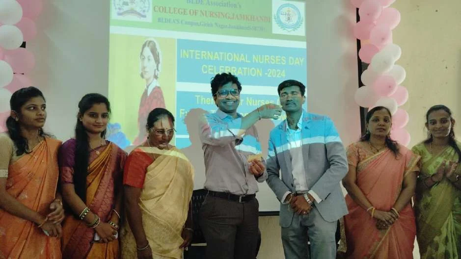 Guests and staff at inaugural table – International Nurses Day 2024, BLDEA College of Nursing Jamkhandi