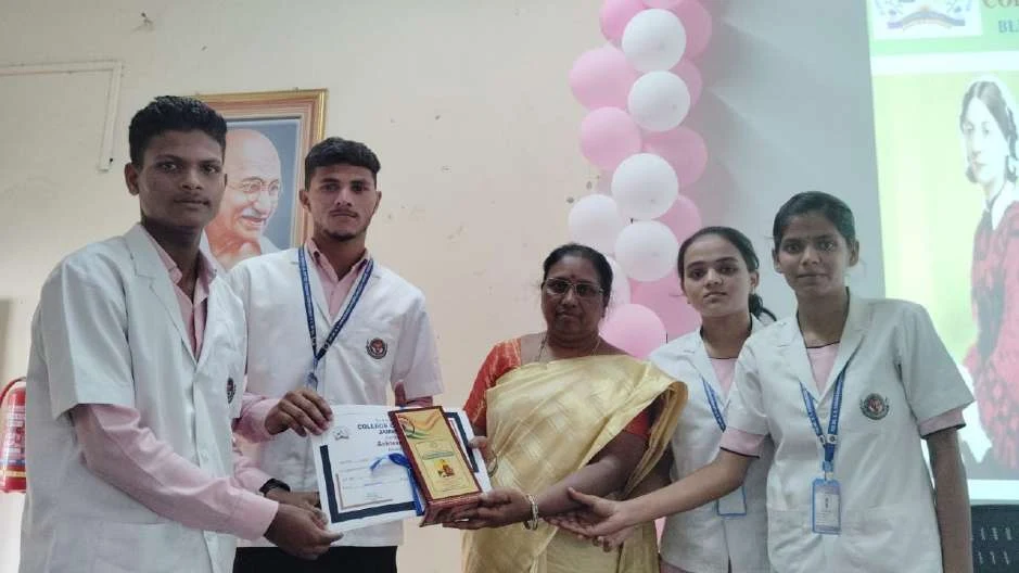 Certificate presentation to students – International Nurses Day 2024, BLDEA College of Nursing Jamkhandi