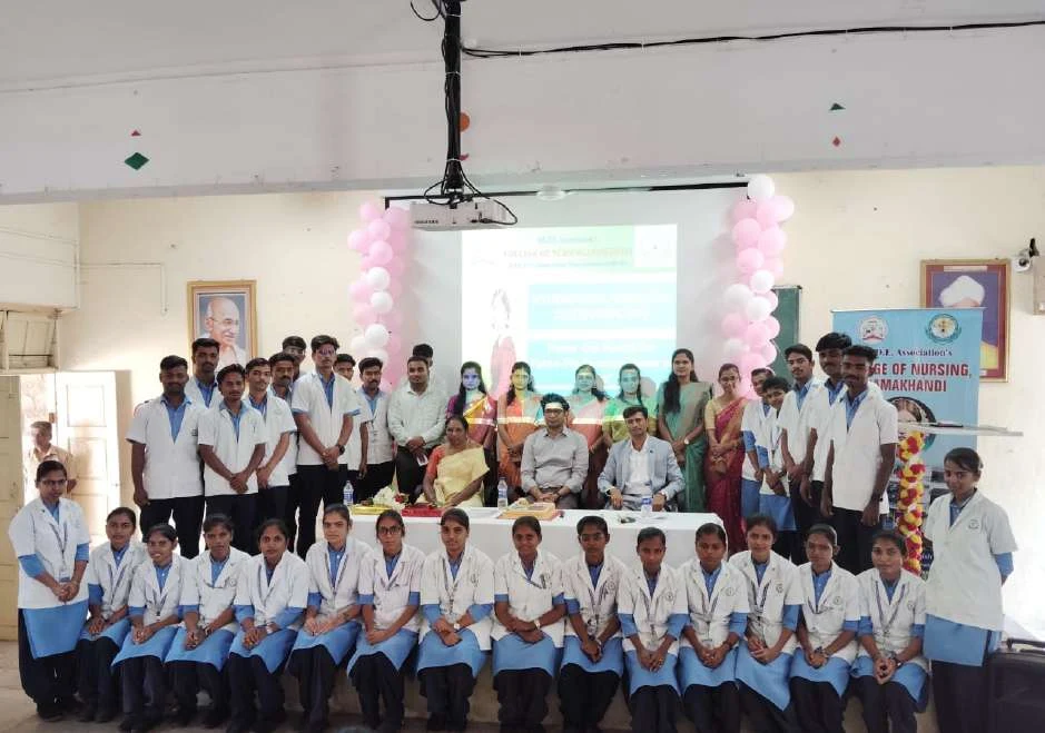 Group photo with B.Sc. Nursing students – International Nurses Day 2024, BLDEA College of Nursing Jamkhandi
