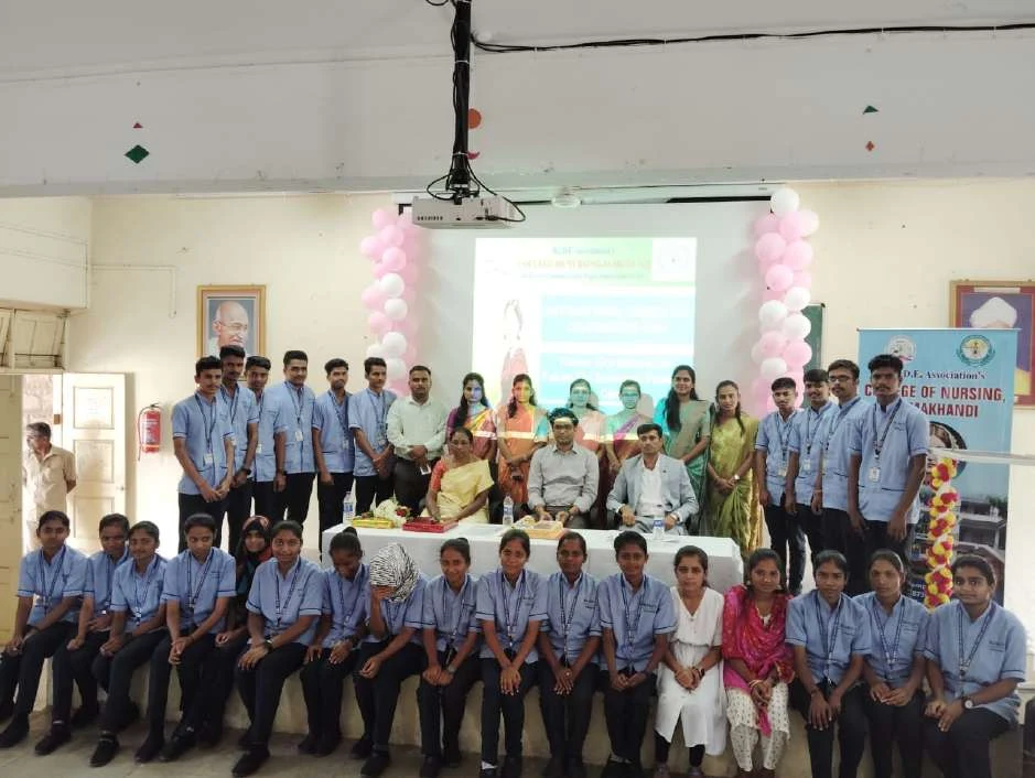 Group photo with nursing students – International Nurses Day 2024, BLDEA College of Nursing Jamkhandi