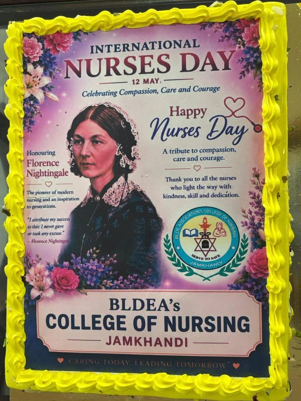 Florence Nightingale themed Nurses Day cake – International Nurses Day 2026, BLDEA College of Nursing Jamkhandi