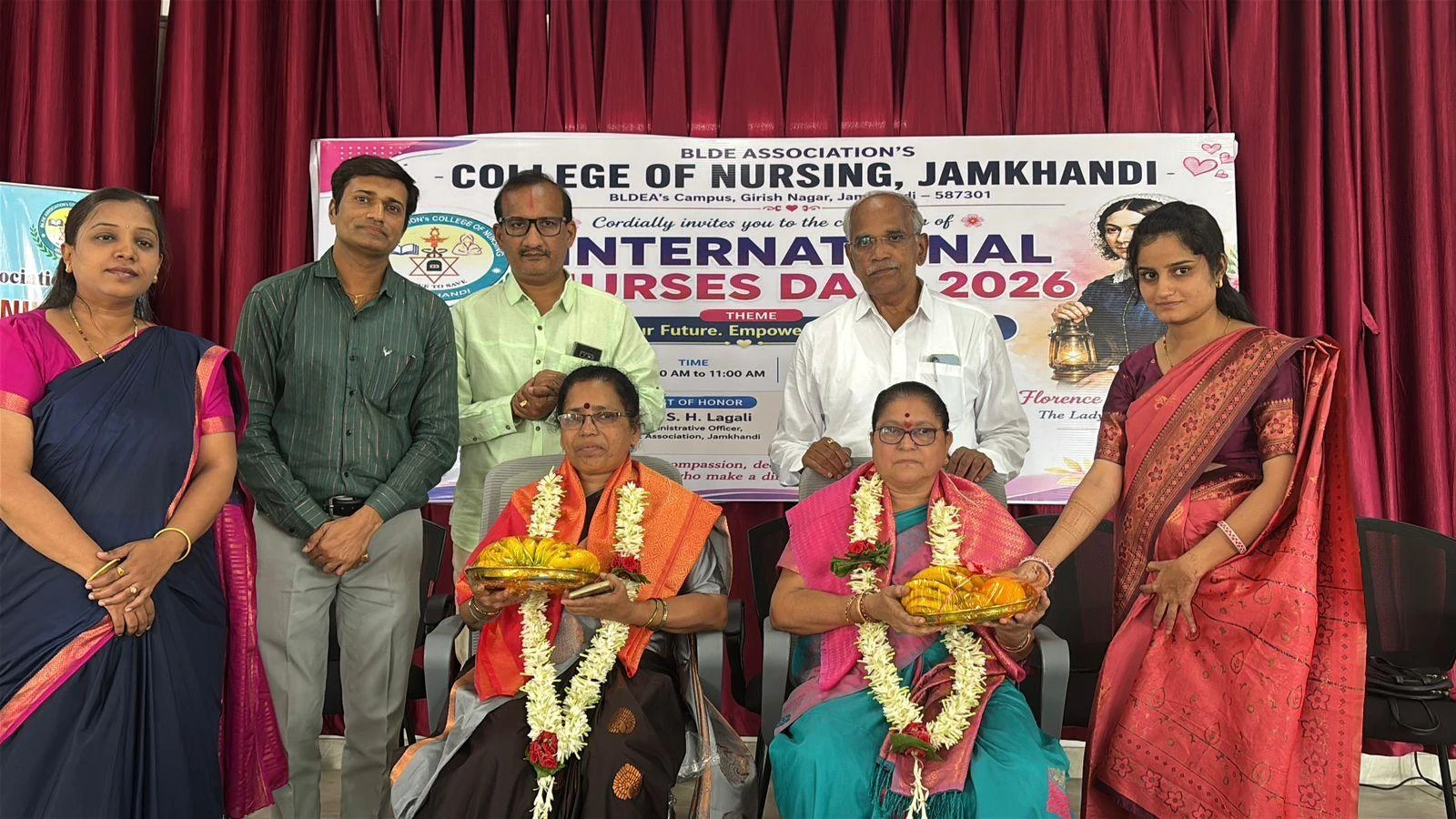 Felicitation of Mrs. Akkamma Devadiga and Mrs. Shreedevi Hulihal – International Nurses Day 2026, BLDEA College of Nursing Jamkhandi