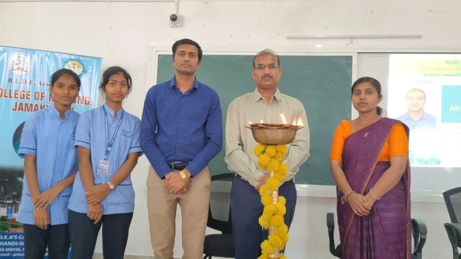 Lamp lighting ceremony inaugurating Guest Lecture on Kidney Health for All at BLDEA College of Nursing Jamkhandi on World Kidney Day 2026