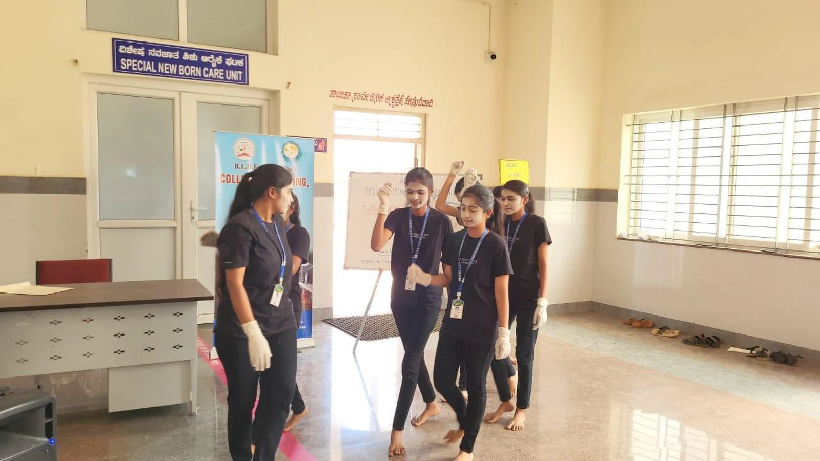 Third semester BSc Nursing students from BLDEAS College of Nursing Jamkhandi performing tuberculosis awareness mime at OPD of Taluka Hospital Jamkhandi on World Tuberculosis Day March 25 2025