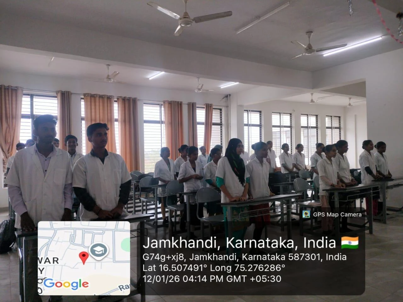 Students standing in classroom – National Youth Day 2026, BLDEA College of Nursing Jamkhandi