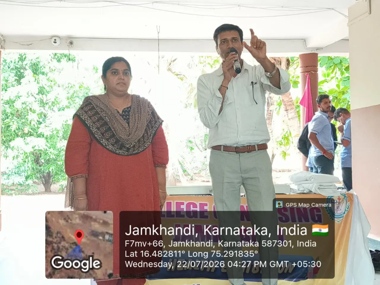 Dr Veerabhadrappa Mendagudli Principal BLDEA College of Nursing inaugurating geriatric health screening camp at old age home Jamkhandi
