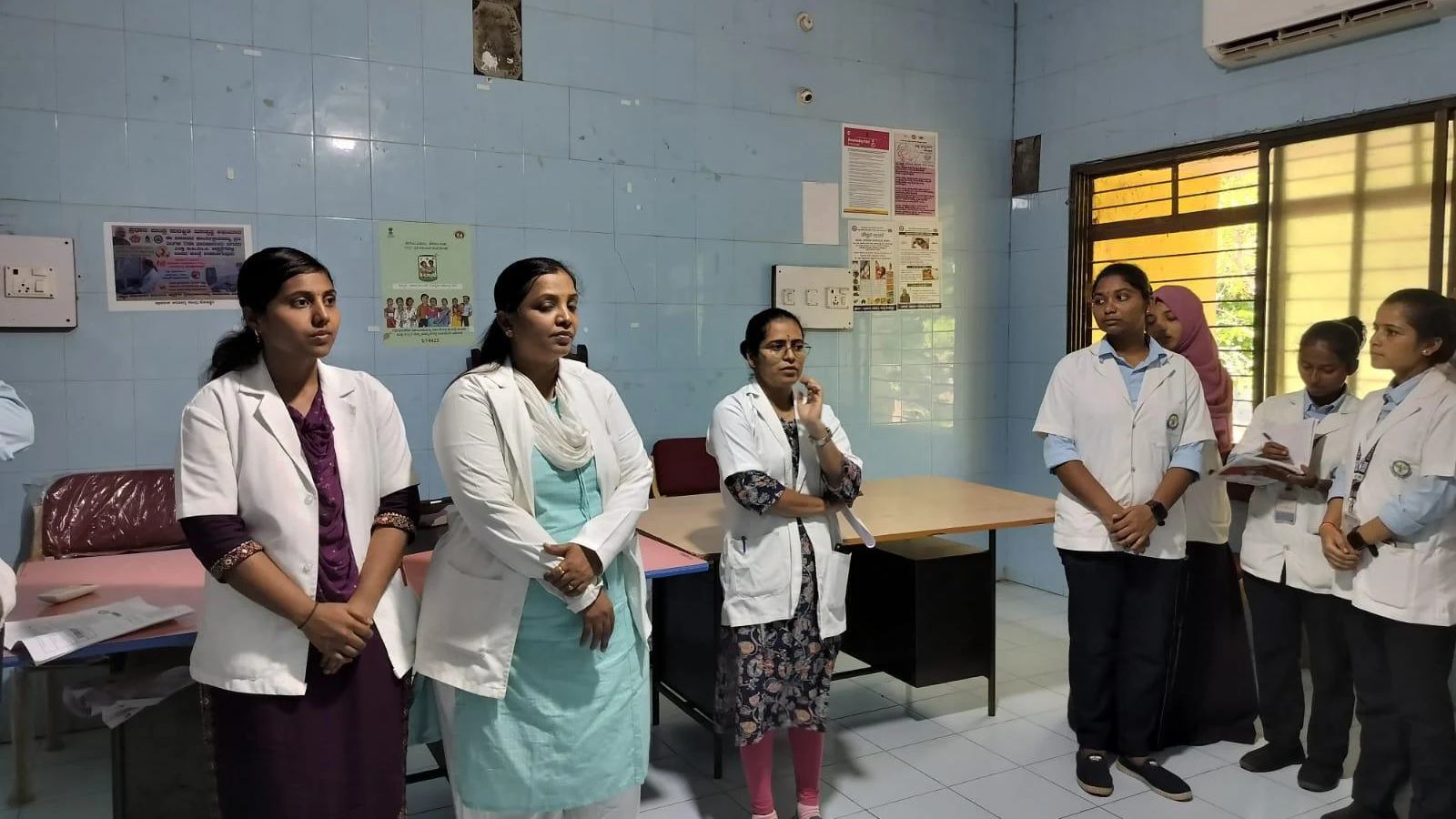 Mrs Vijayalaxmi Community Health Officer addressing Seventh Semester BSc Nursing students BLDEA College of Nursing Jamkhandi during orientation at Primary Health Centre PHC Konnur June 2026