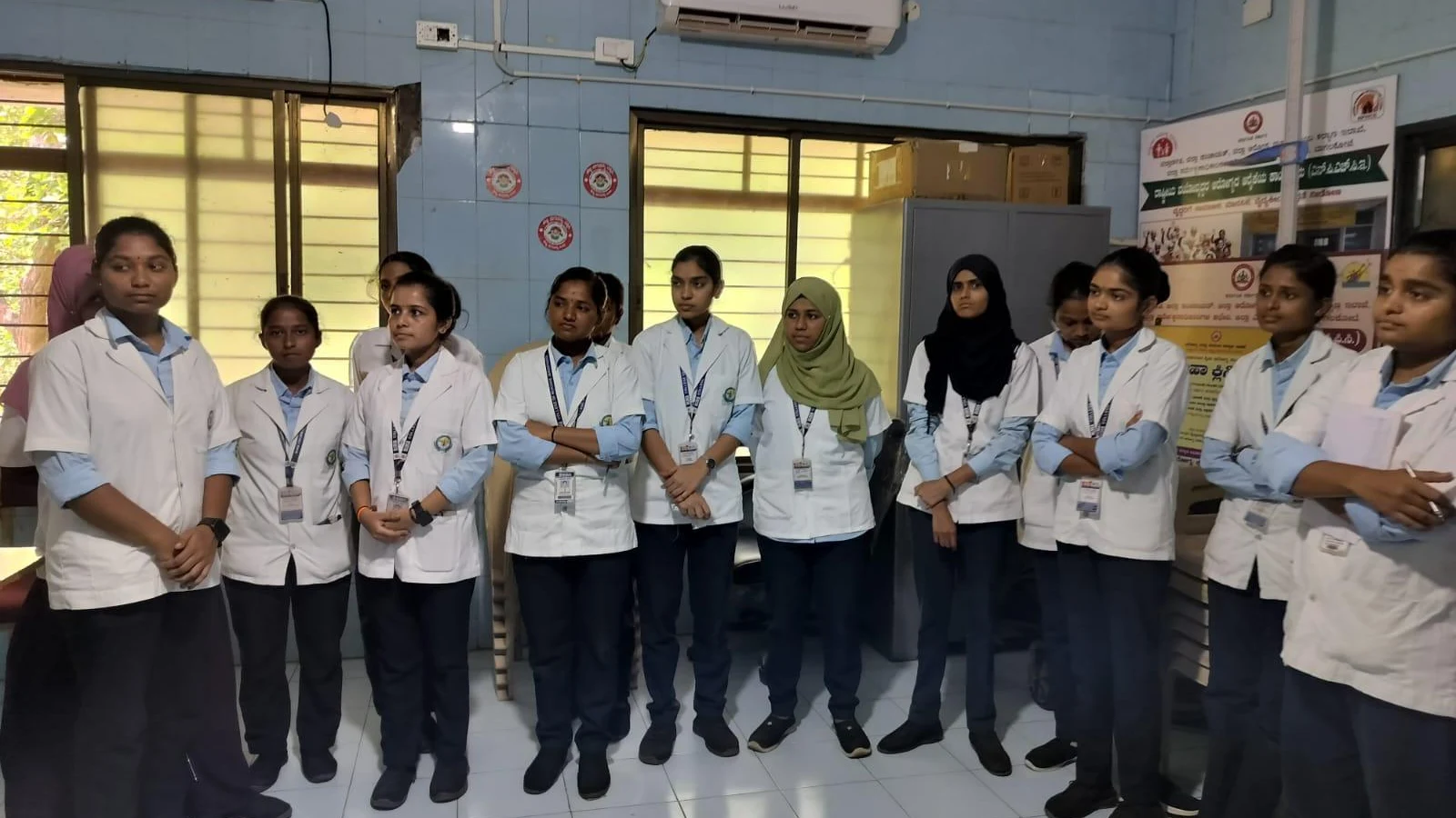 Seventh Semester BSc Nursing students BLDEA College of Nursing Jamkhandi visiting departments at Primary Health Centre PHC Konnur OPD Immunization Laboratory Pharmacy Labour Room June 2026