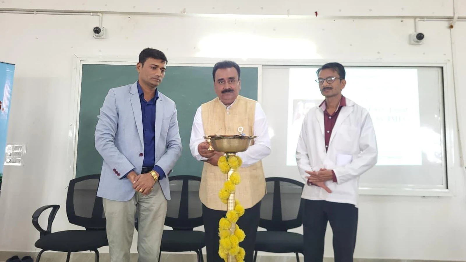 Lamp lighting ceremony inaugurating Guest Lecture on POCSO Act Legal Perspective by JMFC at BLDEA College of Nursing Jamkhandi