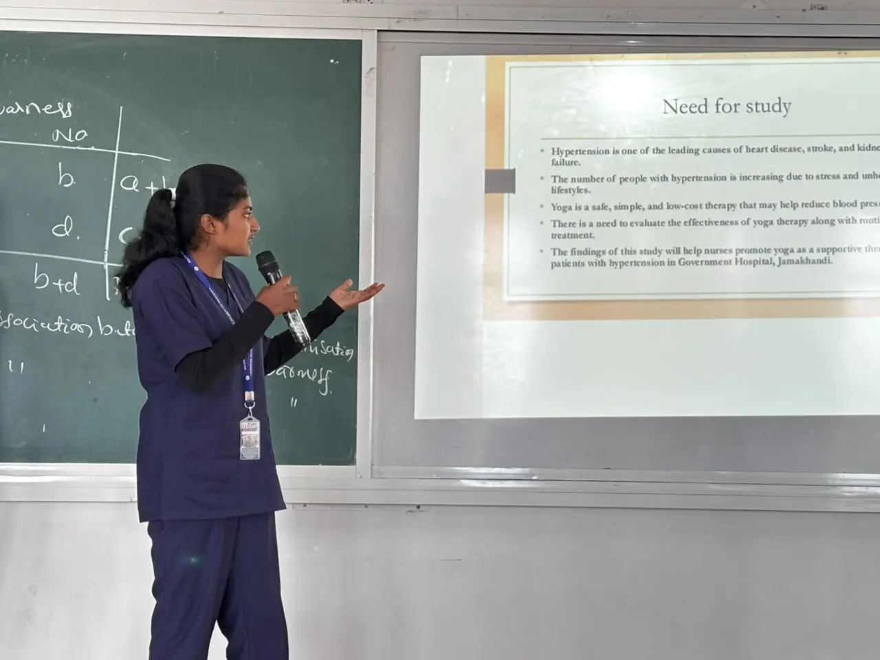 Research Expert Mr Kulkarni providing feedback to Eighth Semester Nursing students on research proposal Jamkhandi