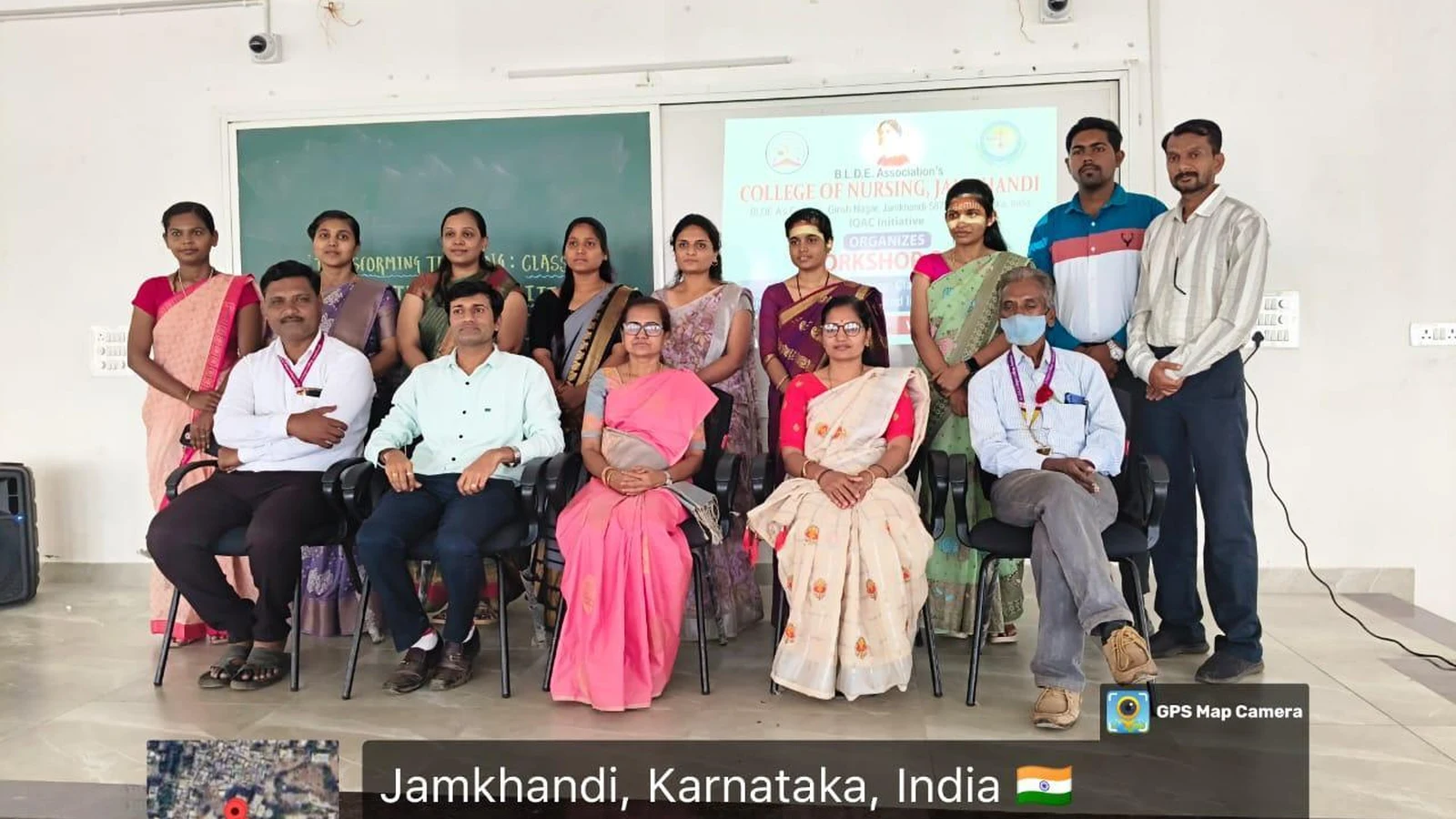 Faculty and resource persons group photograph at Workshop on Transforming Teaching Classroom Outcomes through Cognitive Levels and Innovative Strategies at BLDEA College of Nursing Jamkhandi October 4 2025