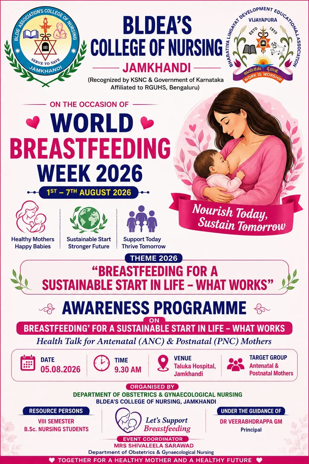 Awareness Programme on World Breastfeeding Week 2026 – BLDEA'S College of Nursing, Jamkhandi